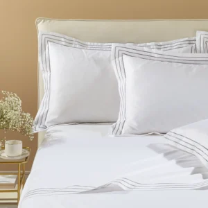 Lenzuola Melodie Matrimoniali in Raso di cotone Grigio Caleffi