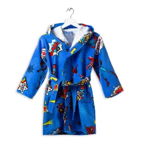 Accappatoio Spider Man Con Cappuccio In Cotone Power Marvel Caleffi