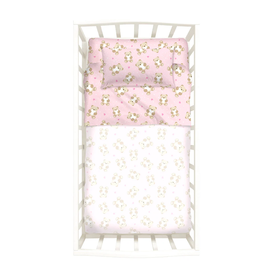 Completo Lenzuola In Cotone Orsacchiotti Baby Rosa Caleffi Kids 1 Completo Lenzuola In Cotone Orsacchiotti Baby Rosa Caleffi Kids