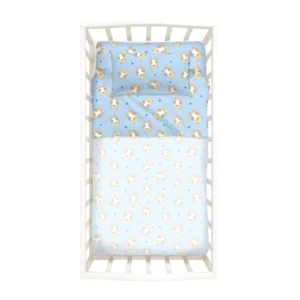 Completo Lenzuola In Cotone Orsacchiotti Baby Azzurro Caleffi Kids